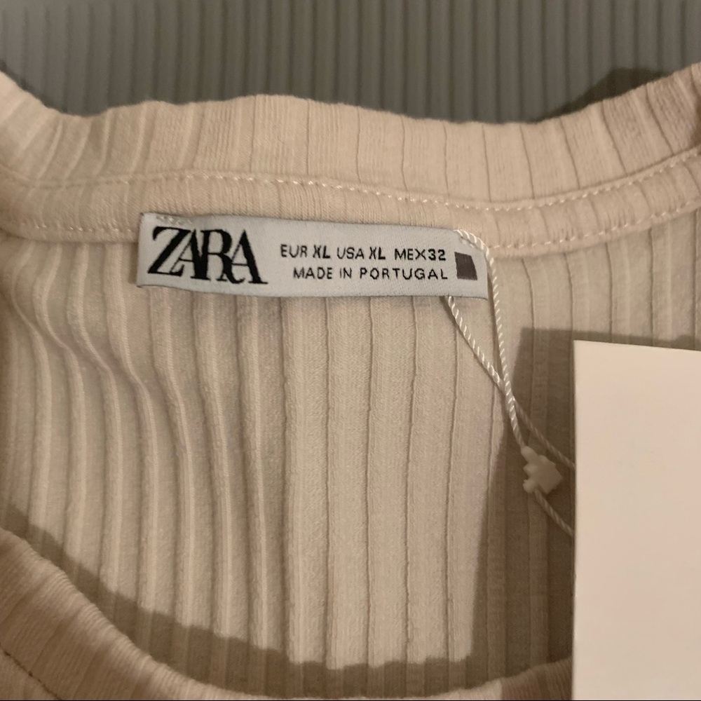 NEW Zara Ruffled Rib Dress Size XL Off White - Picture 5 of 6